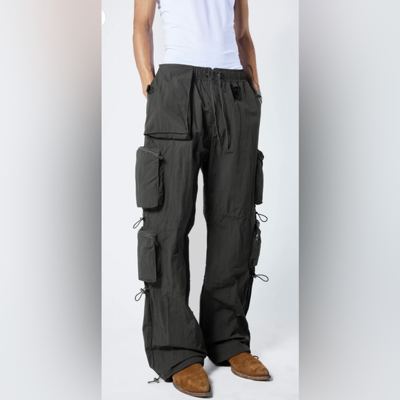 Kody Phillips Nylon Parachute Pants- CHARCOAL Sz Medium Heavy-Weight Nylon - Picture 1 of 8